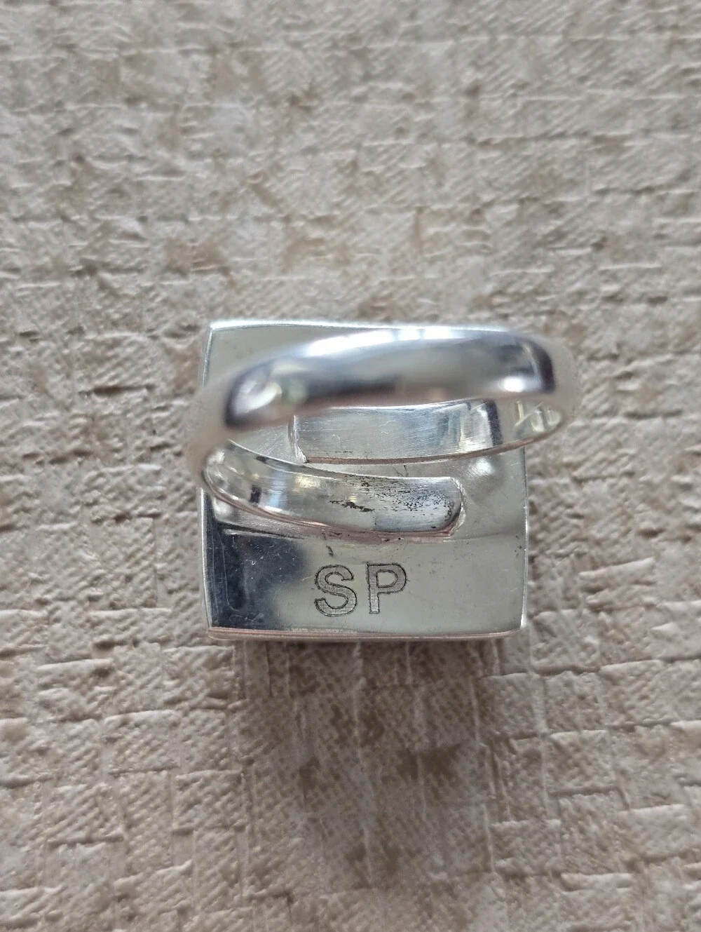 Square White Buffalo Ring In Silver Plated Copper, Southwestern